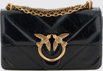 Pinko Borsa mini Love Bag in pelle di vitello con motivo chevron e logo Love Birds