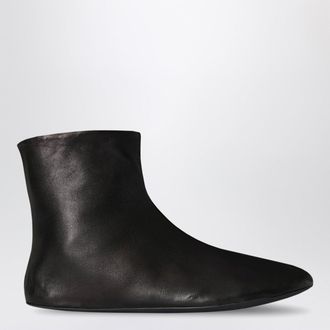 The Row Stella ankle boots black in leather and shearling