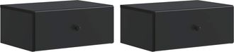vidaXL Mesita De Noche De Pared 2 Uds. Negro 49 X 34,5 X 20 Cm Vidaxl