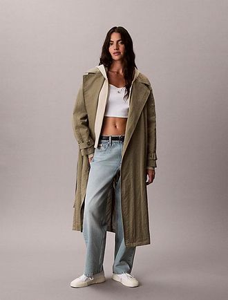 Calvin Klein Soft Nylon Long Trench Coat