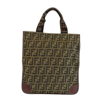 Fendi Brown Canvas Leather Handbag Tote Bag (Pre-Owned)