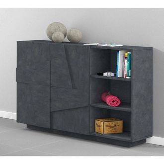 Dmora Credenza Acab, Buffet da soggiorno multifunzione, Madia da salotto a 2 ante, 100% Made in Italy, cm 121x38h86, Ardesia - Dmora
