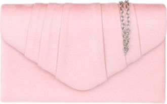 Girly HandBags Womens Faux Suede Pleated Clutch Bag Small Pink