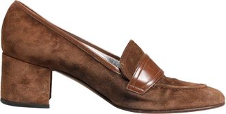 Dolce & Gabbana Brown Suede Block Heels Slip On Loafers Womens Shoes (Pre-Owned)