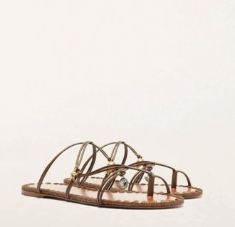 Farm Rio Womens Sea Flat Sandal In Sand And Walnut