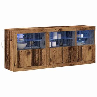 Berkfield Home Sideboard with LED Lights Old Wood 162x37x67 cm Engineered Wood in Brown | Size: 162 x 37 x 67 cm