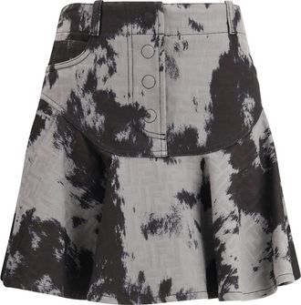 Fendi Denim Miniskirt With Animalier Motif