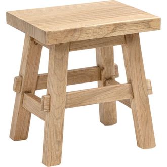 Jonathan Y Designs Revine Rustic Farmhouse Solid Mindi Wood Handcrafted Accent Stool in Natural at Nordstrom
