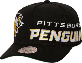 Mitchell & Ness Mens Mitchell & Ness Black Pittsburgh Penguins Busted Logo Wordmark Wrap-Around Pro Pinch Adjustable Hat at Nordstrom
