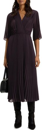 BOSS Dailey Pleated Midi Dress in Dark Carmine at Nordstrom, Size 10
