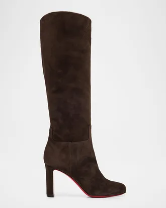 Christian Louboutin 85mm Loo Botta Suede Knee-High Boots
