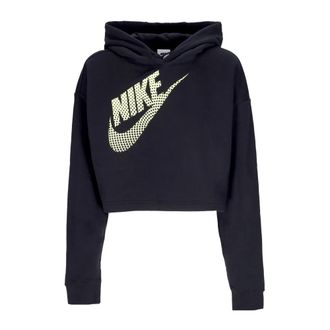 Nike Zwarte Crop Hoodie Sportkleding Fleece - Dames - Sportshirts - Zwart - L - Katoen - Fitness