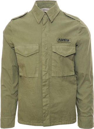 Aspesi Light Jackets, male, Green, Size: S Field Shirt Jacket
