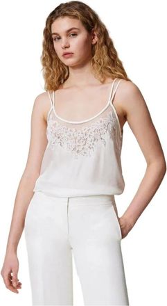 Twinset Mouwloze Top Viscose Samenstelling - Dames - Tops zonder mouwen - Wit - XS - Tops