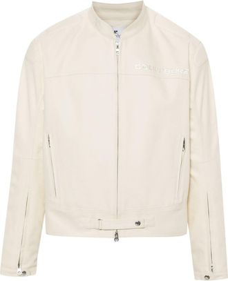 Courr&egrave;ges embroidered-logo jacket - men - Polyester/Cotton - M - Neutrals