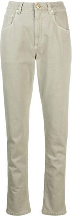 Brunello Cucinelli straight-leg tailored trousers - women - Cotton/Elastane - 36 - Green