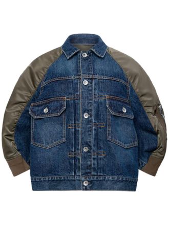 sacai Denim and Nylon Twill Jacket with Utility Design