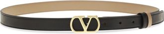 Valentino Garavani Womens Reversible Vlogo Signature Belt Nero-Smokey Brown Calf Leather Bos Taurus E Braces Nero/smokey