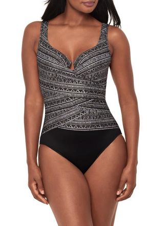 Miraclesuit Elysium Escape Underwire One-Piece Swimsuit in Black/White at Nordstrom, Size 12