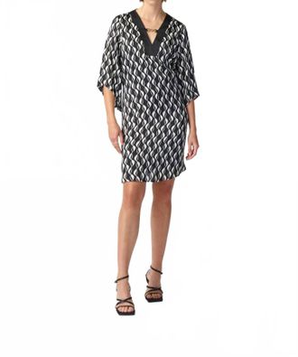 Joseph Ribkoff Flutter Sleeve Dress In Black/moonstone