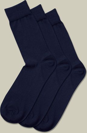 CHARLES TYRWHITT 3 Pair Cotton Rich Multipack Socks - Navy Size 10.5-13 by Charles Tyrwhitt