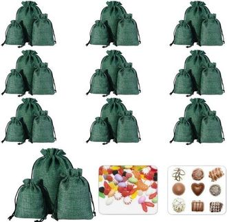 OEM Juego De 30 Bolsas De Lino Con Cord&oacute;n Ajustable, 3 Tama&ntilde;os (10 Bolsas Por Tama&ntilde;o), Bolsas Peque&ntilde;as De Tela Para Rellenar, Halloween, Pascua