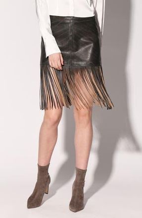Walter Baker Sabrina High Waist Leather Skirt in Black Beige at Nordstrom Rack, Size 10