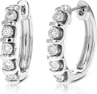 Vir Jewels 1/4 cttw Round Lab Grown Diamond Hoop Earrings.925 Sterling Silver Channel Set 2/3 Inch