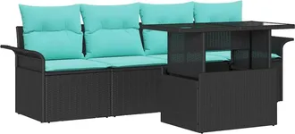 vidaXL Set Divano Da Giardino 5 Pz Nero Vidaxl