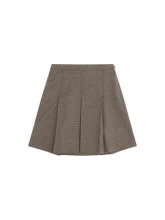 Gucci Pleated Wool Chevron Skirt - Brown