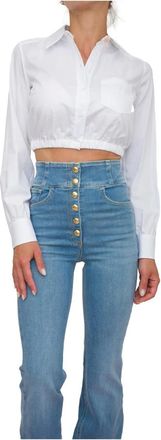 Elisabetta Franchi Overhemden, Dames, Wit, M, Katoen, Elegante Witte Blouse voor Vrouwen