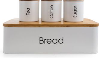 MegaChef Kitchen Food Storage and Organization 4 Piece Canister Set in White