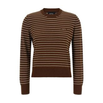 A.P.C. Maglione Girocollo a Righe - - Knitwear - Donna - Beige - S