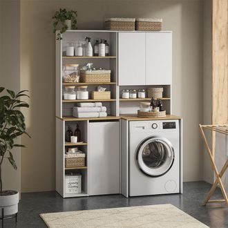 Vicco Conjunto De Muebles De Ba&ntilde;o Viktor, Blanco/roble Artesanal, 4 Piezas, Vicco