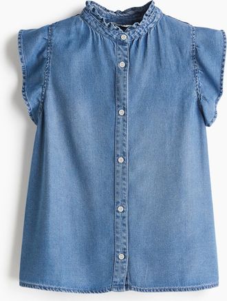 H&M Denimbluse mit Volants - Blue