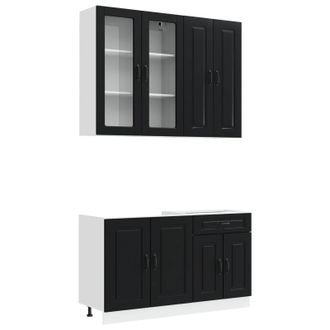 vidaXL Unidad De Cocina Kalmar 4 Uds. Negro Madera De Ingenier&iacute;a Vidaxl