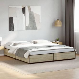 vidaXL Vidaxl - Estructura Cama Madera Ingenier&iacute;a Metal Roble Sonoma 200x200 Cm