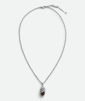 Bottega Veneta Intreccio Pendant Necklace - Black - Women - 80% Sterling Silver & 20% Blood Stone