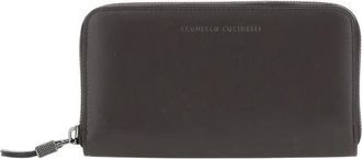 Brunello Cucinelli Mwtkd 2724 Portemonnee - Dames - Portefeuilles - Bruin - ONE Size - Leer - Accessoires
