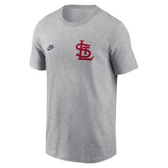 Nike St. Louis Cardinals Cooperstown 2-Hit Large Logo Nike Mens MLB T-Shirt in Grey | N19906GS67-VFA