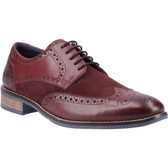 Hush Puppies Dustin Leren/suède Heren Burgundy Brogues Schoenen