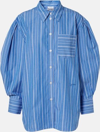 Ganni Striped oversized cotton poplin shirt