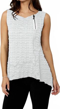 Frank Lyman Design Bubble Jacquard Zip Detail Sleeveless Top In Off-White