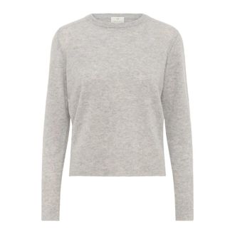 Kaffe Lizza Trui met Ronde Hals - Dames - Ronde hals truien - Grijs - XL - Leer - Truien & Vesten