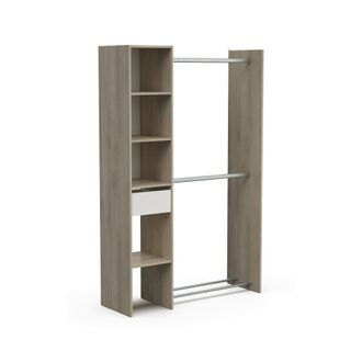 Dmora Gran Armario Floriana, Muebles De Dormitorio, Vestidor, Armario De Ropa, 118x40 H183 Cm, Roble Y Blanco Mate - Dmora