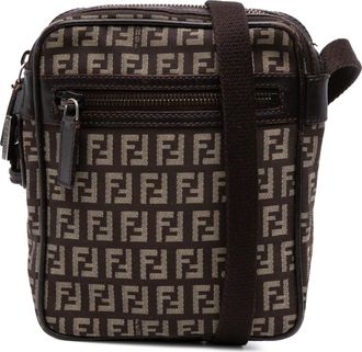 Fendi Pre-owned Womens Ff Logo Pattern Crossbody Bag - Dark Brown Textile - One Size