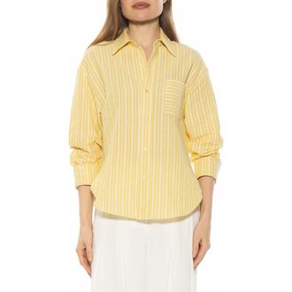 Alexia Admor Tammi Oversize Button-Up Shirt in Yellow Stripe at Nordstrom Rack, Size X-Small
