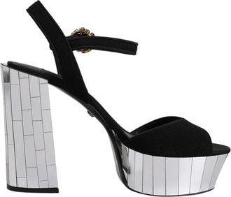 Dolce & Gabbana Black Mirror Heels Platform Sandals Womens Shoes