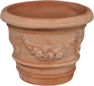 Biscottini International Biscottini - Decorative planter Round pot Terracotta garden vase Outdoor pot 42X32 cm Handmade garden planter Made Italy Balcony flower pots