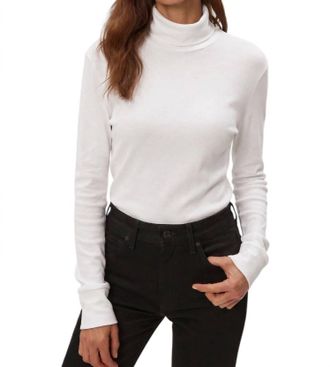 Michael Stars Jolene Supima Turtleneck Top In White